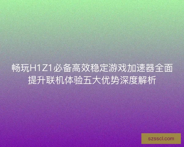 畅玩H1Z1必备高效稳定游戏加速器全面提升联机体验五大优势深度解析