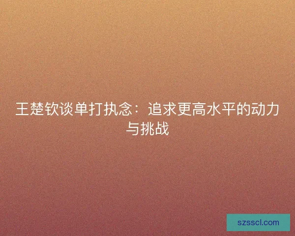 王楚钦谈单打执念：追求更高水平的动力与挑战